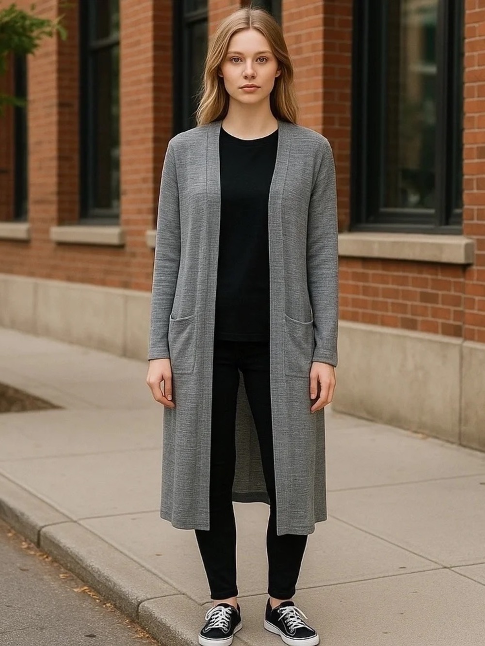 LuLaRoe Sarah Duster Long Open-Front Gray Women's Cardigan Size XS